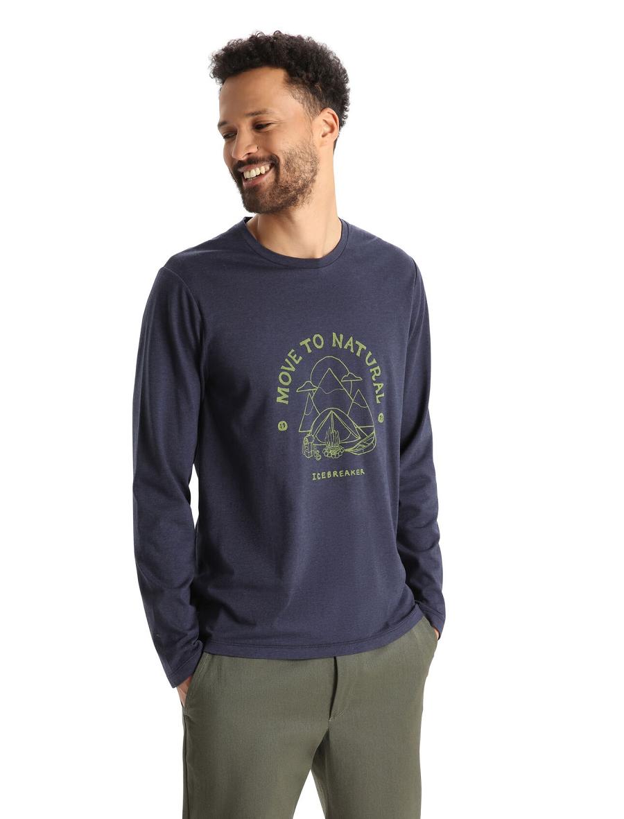 Long Sleeve Icebreaker Merino Central Classiche T-Shirt Canopy Camper Homme Bleu Marine | FR 1224FDNM